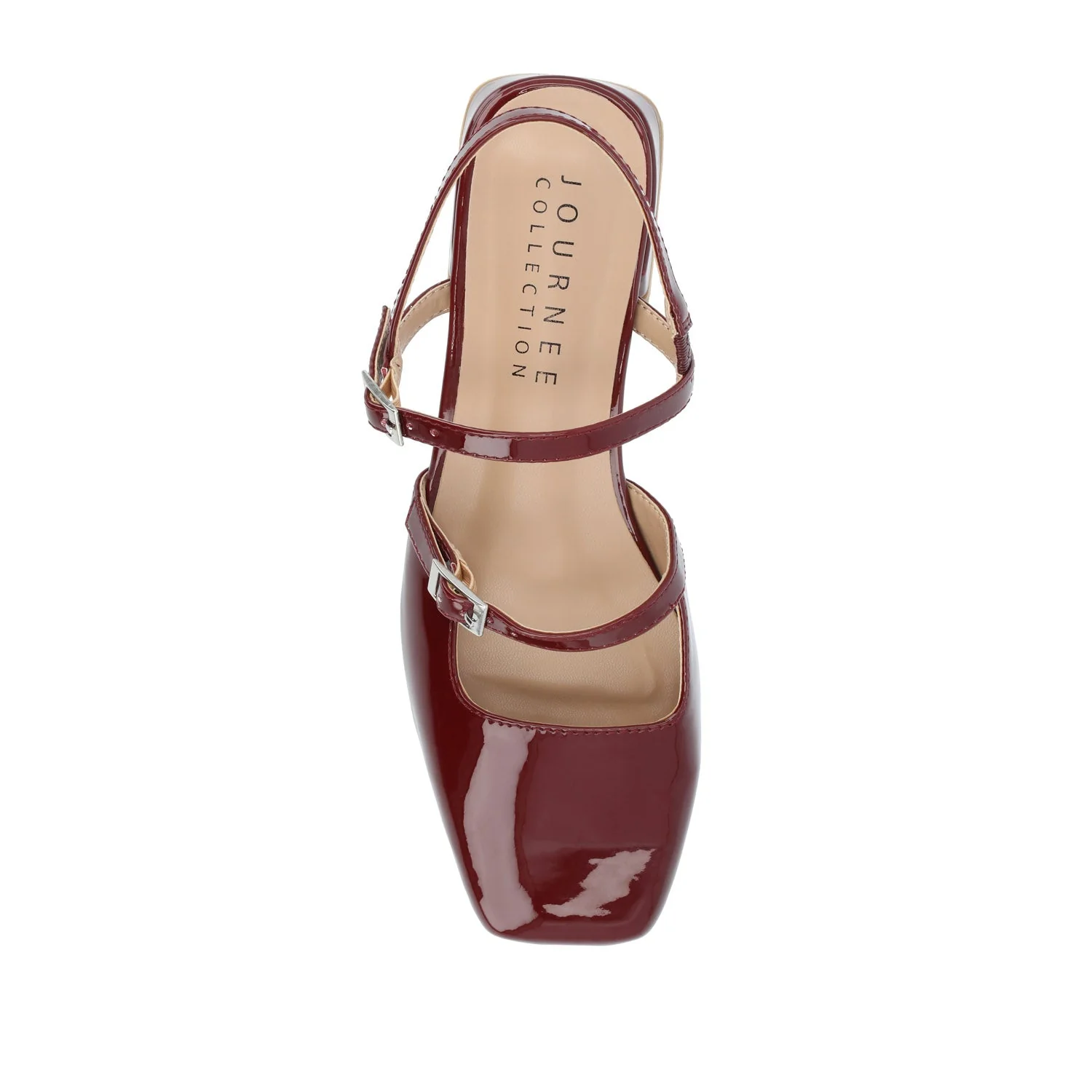 GRETCHENN HEELED FLATS IN PATENT IN WIDE - Wine - Image 7
