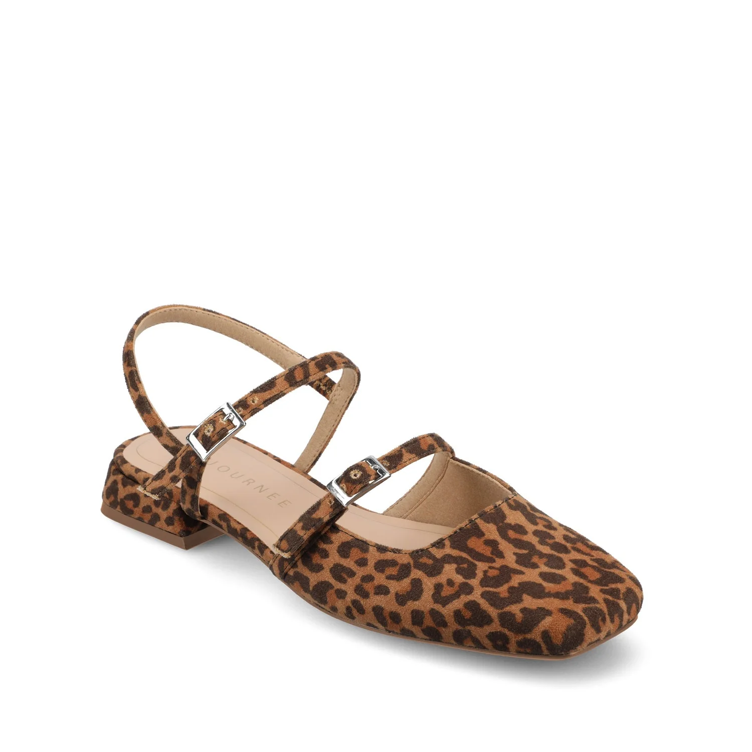 GRETCHENN HEELED FLATS IN VEGAN LEATHER IN WIDE - Leopard/Camel - Image 2