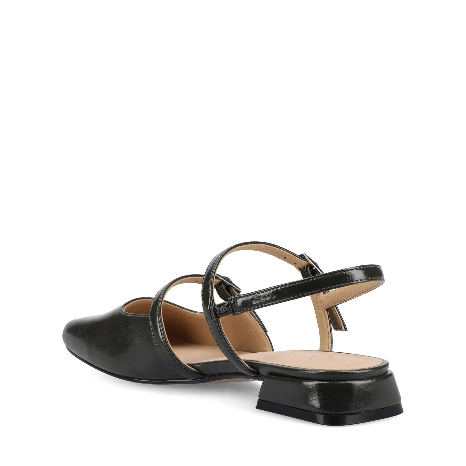 GRETCHENN HEELED FLATS IN VEGAN LEATHER IN WIDE - Olive - Image 3