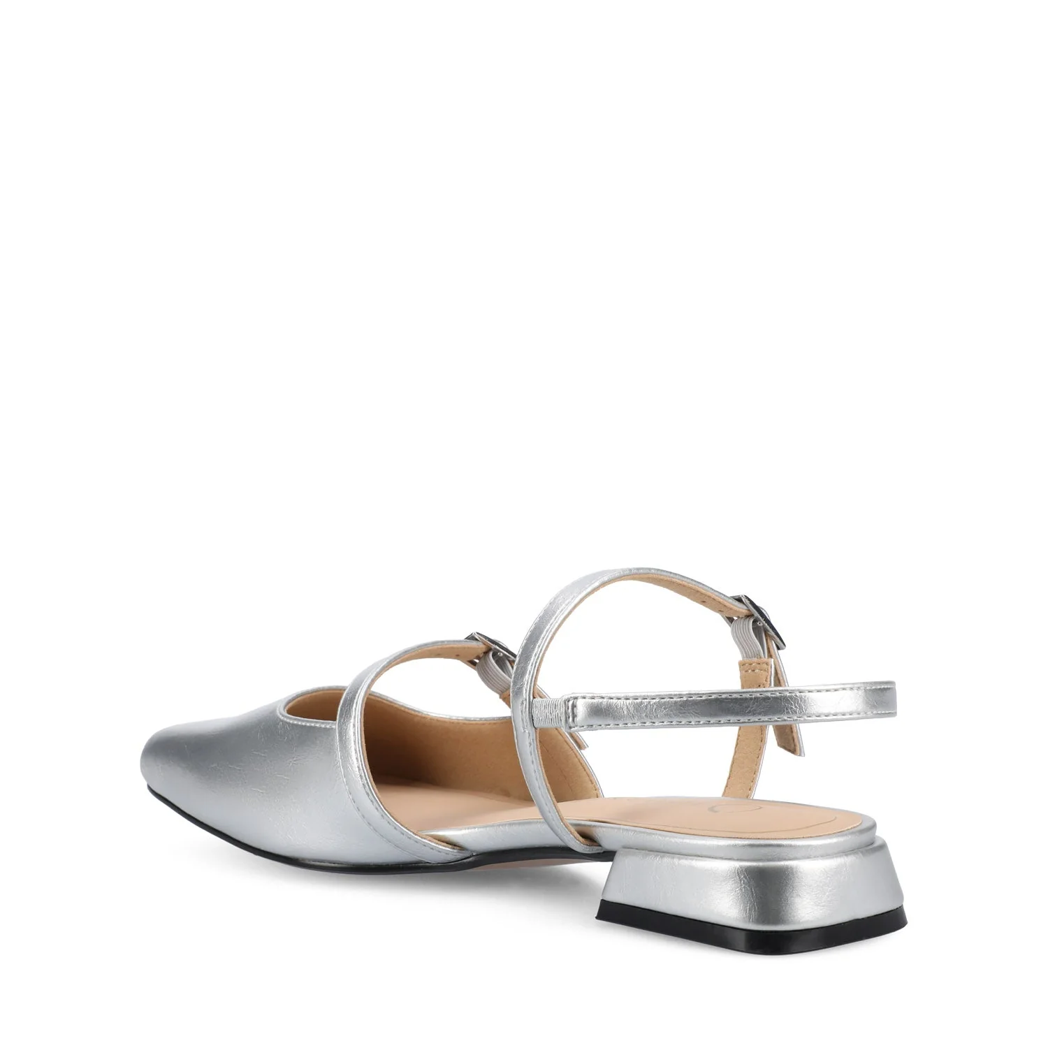 GRETCHENN HEELED FLATS IN VEGAN LEATHER IN WIDE - Silver - Image 3