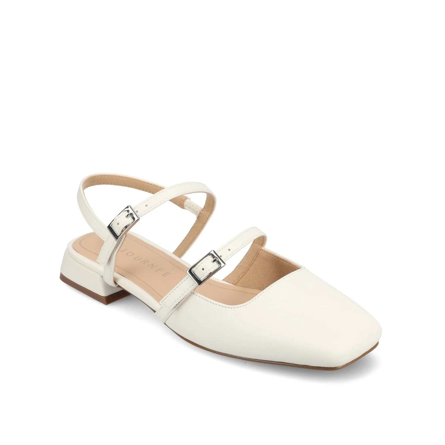 GRETCHENN HEELED FLATS IN VEGAN LEATHER IN WIDE - White PU - Image 2