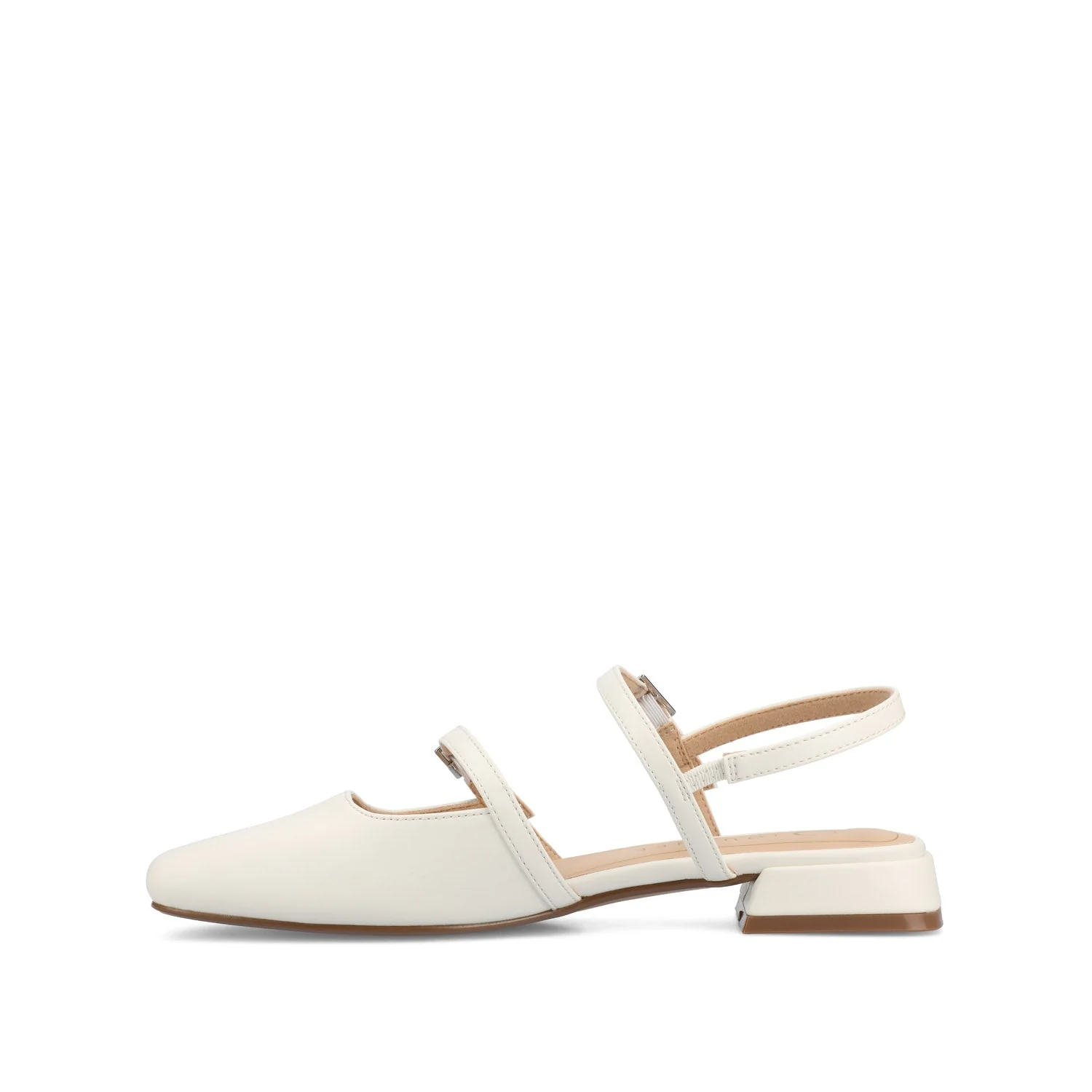 GRETCHENN HEELED FLATS IN VEGAN LEATHER IN WIDE - White PU - Image 3