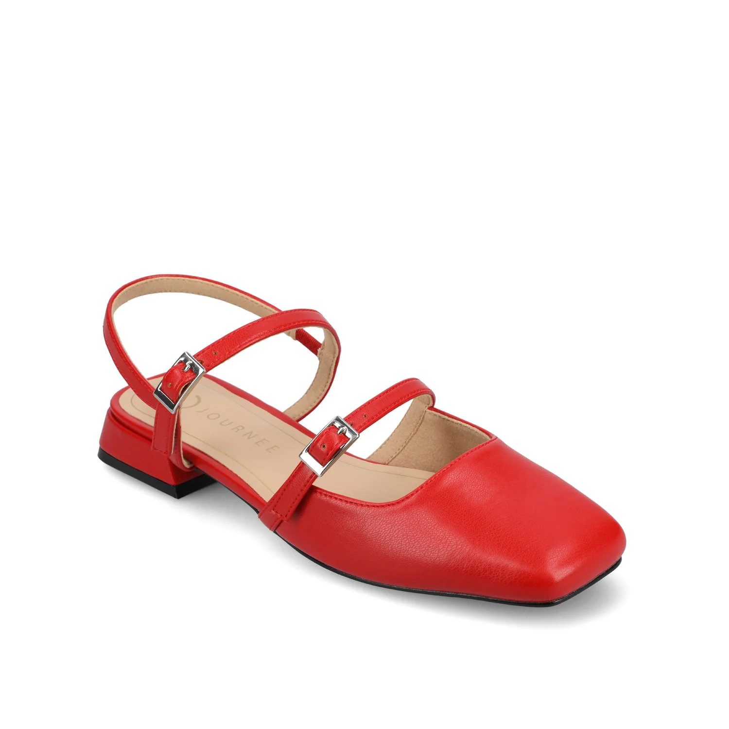 GRETCHENN HEELED FLATS IN VEGAN LEATHER - Red PU - Image 2
