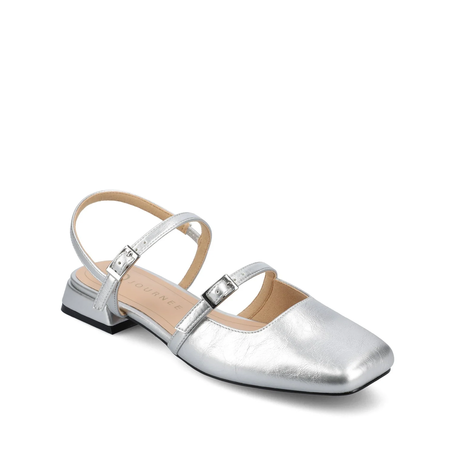 GRETCHENN HEELED FLATS IN VEGAN LEATHER - Silver - Image 2