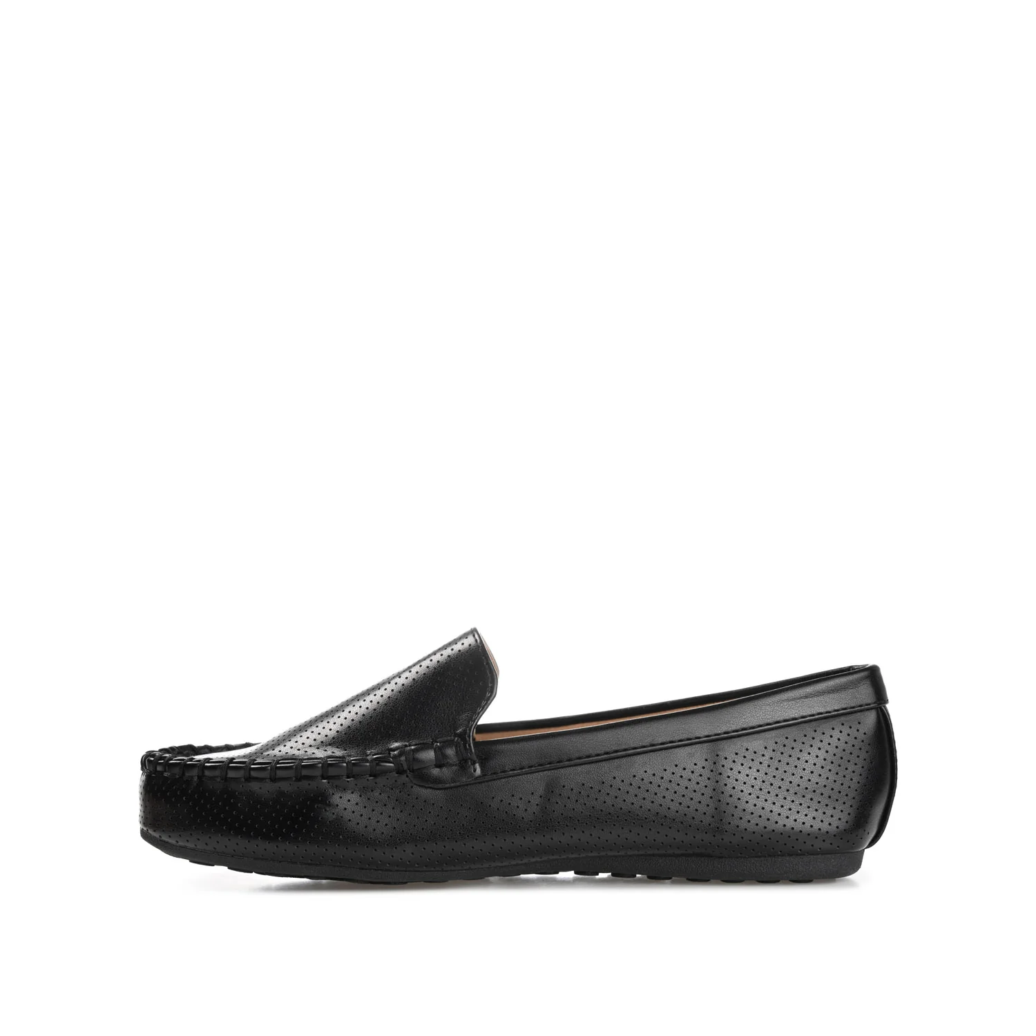 HALSEY MOC TOE LOAFER FLATS IN FAUX SUEDE - Black - Image 3