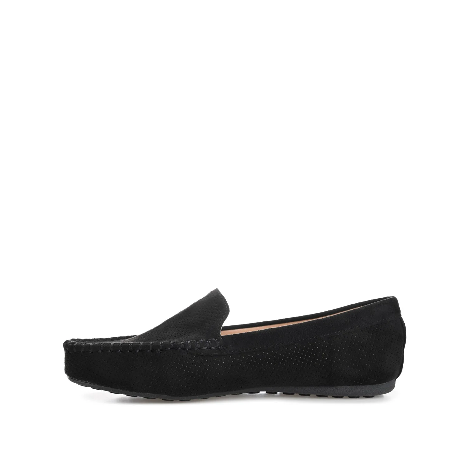 HALSEY MOC TOE LOAFER FLATS IN FAUX SUEDE - Black Suede - Image 3