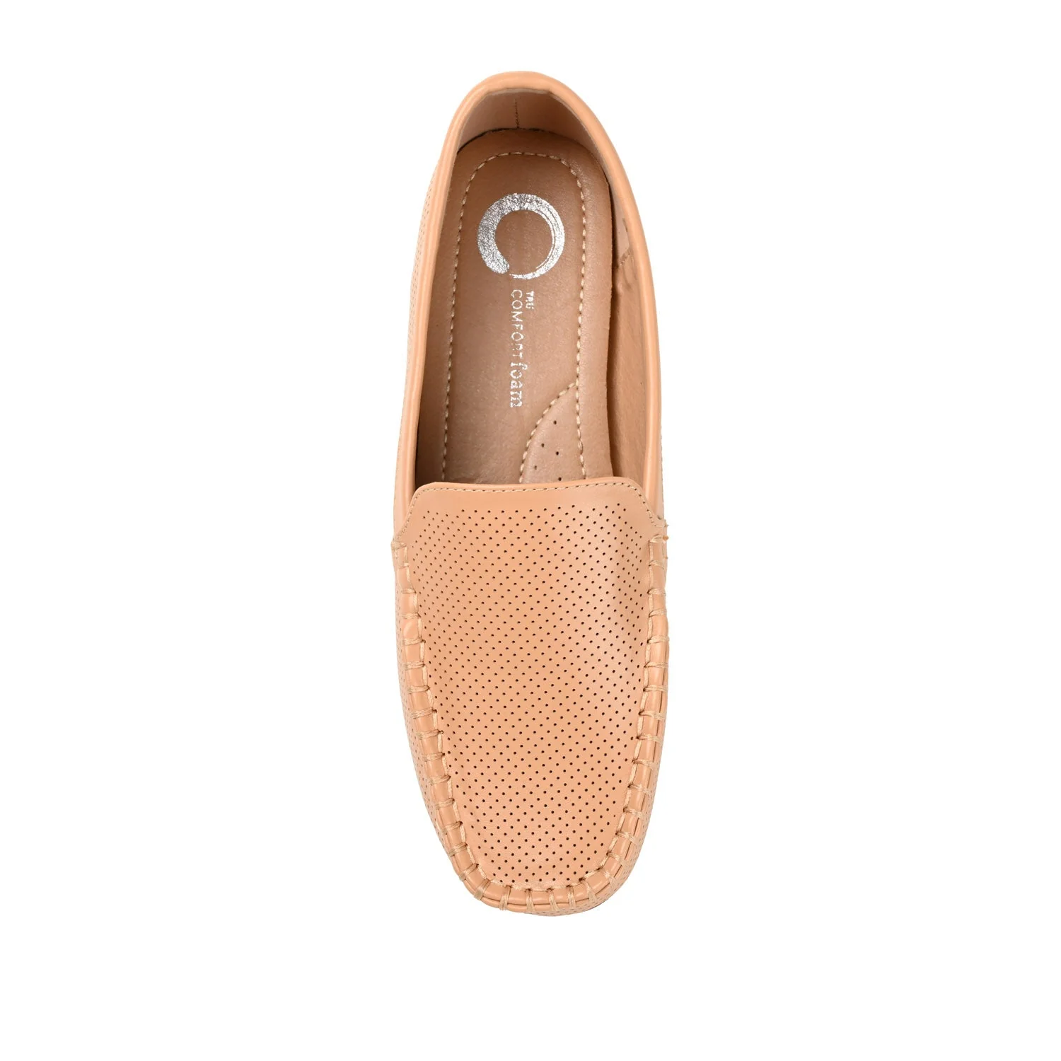 HALSEY MOC TOE LOAFER FLATS IN FAUX SUEDE - Cognac - Image 6