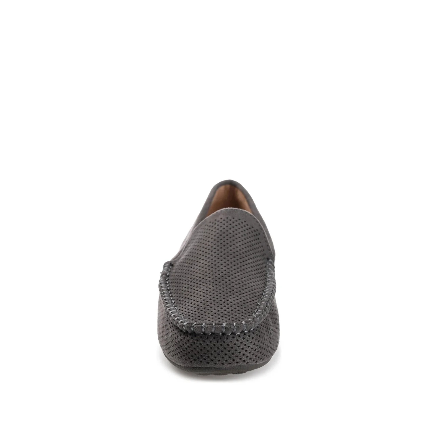 HALSEY MOC TOE LOAFER FLATS IN FAUX SUEDE - Grey - Image 5