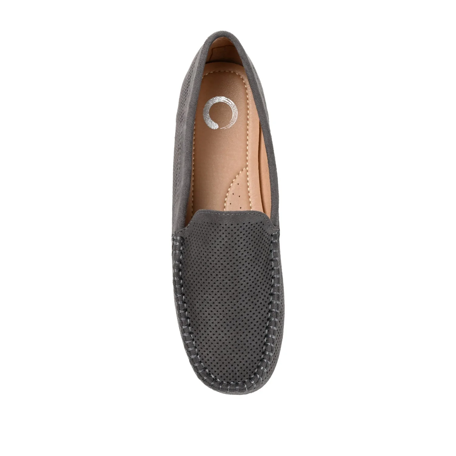 HALSEY MOC TOE LOAFER FLATS IN FAUX SUEDE - Grey - Image 6