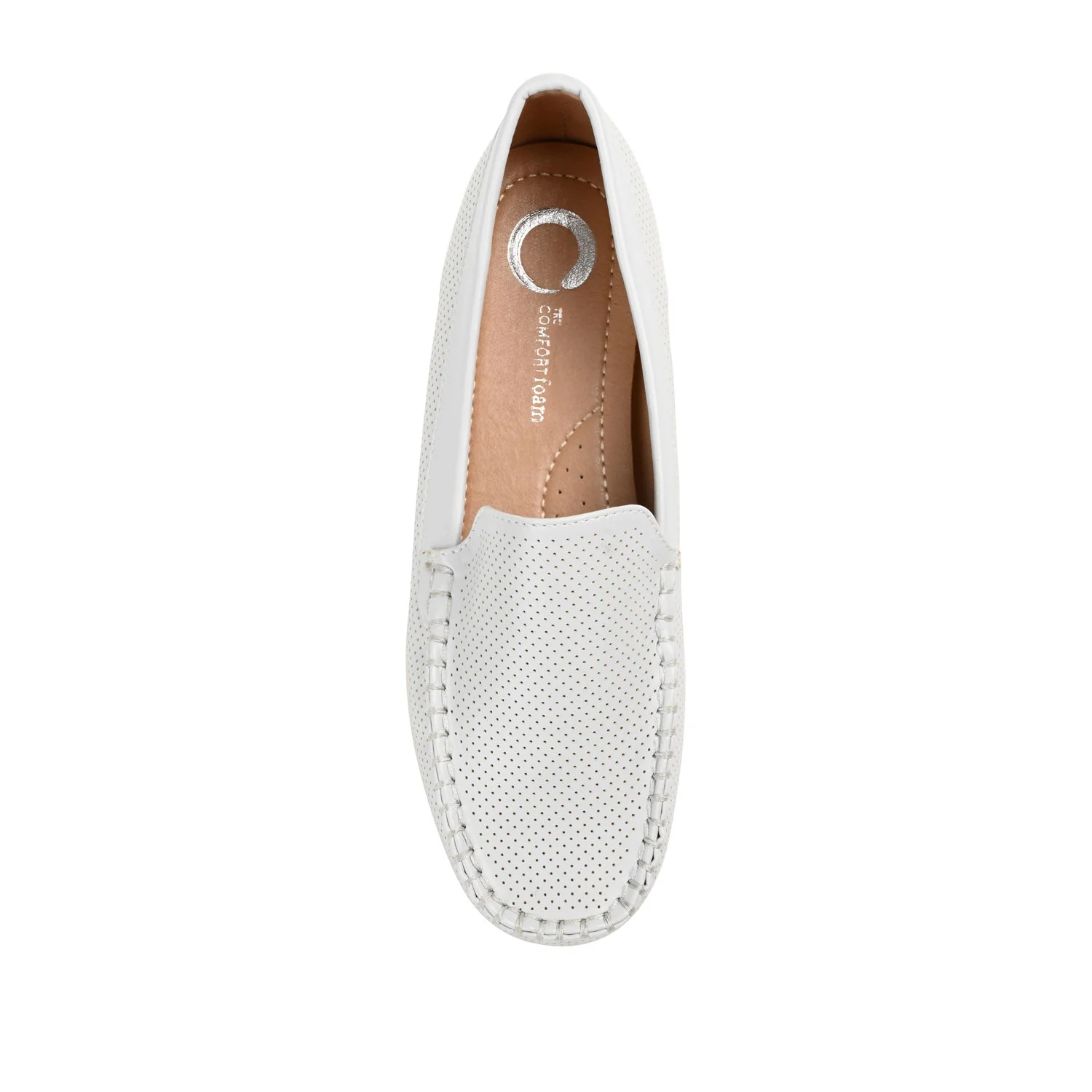HALSEY MOC TOE LOAFER FLATS IN FAUX SUEDE - Light Grey - Image 6