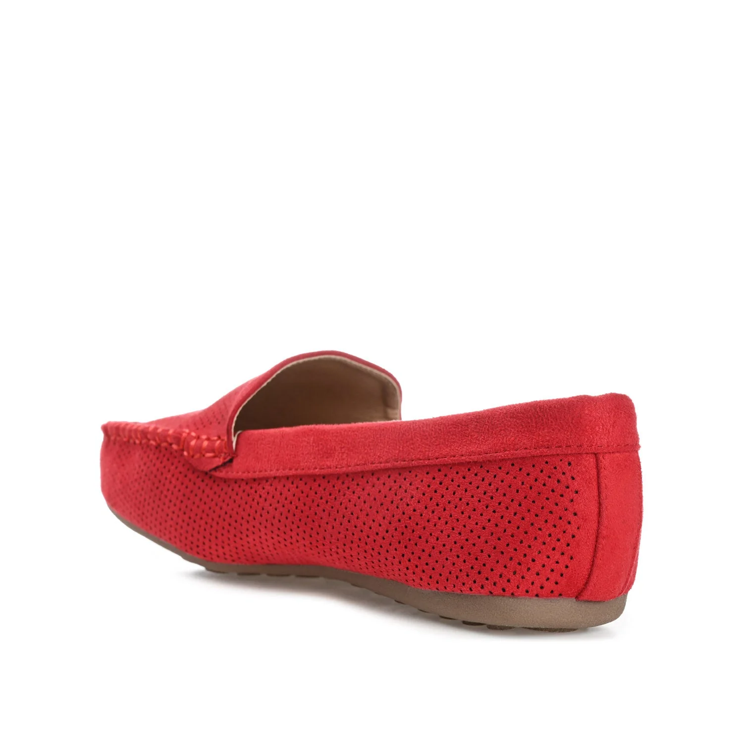 HALSEY MOC TOE LOAFER FLATS IN FAUX SUEDE - Red - Image 3