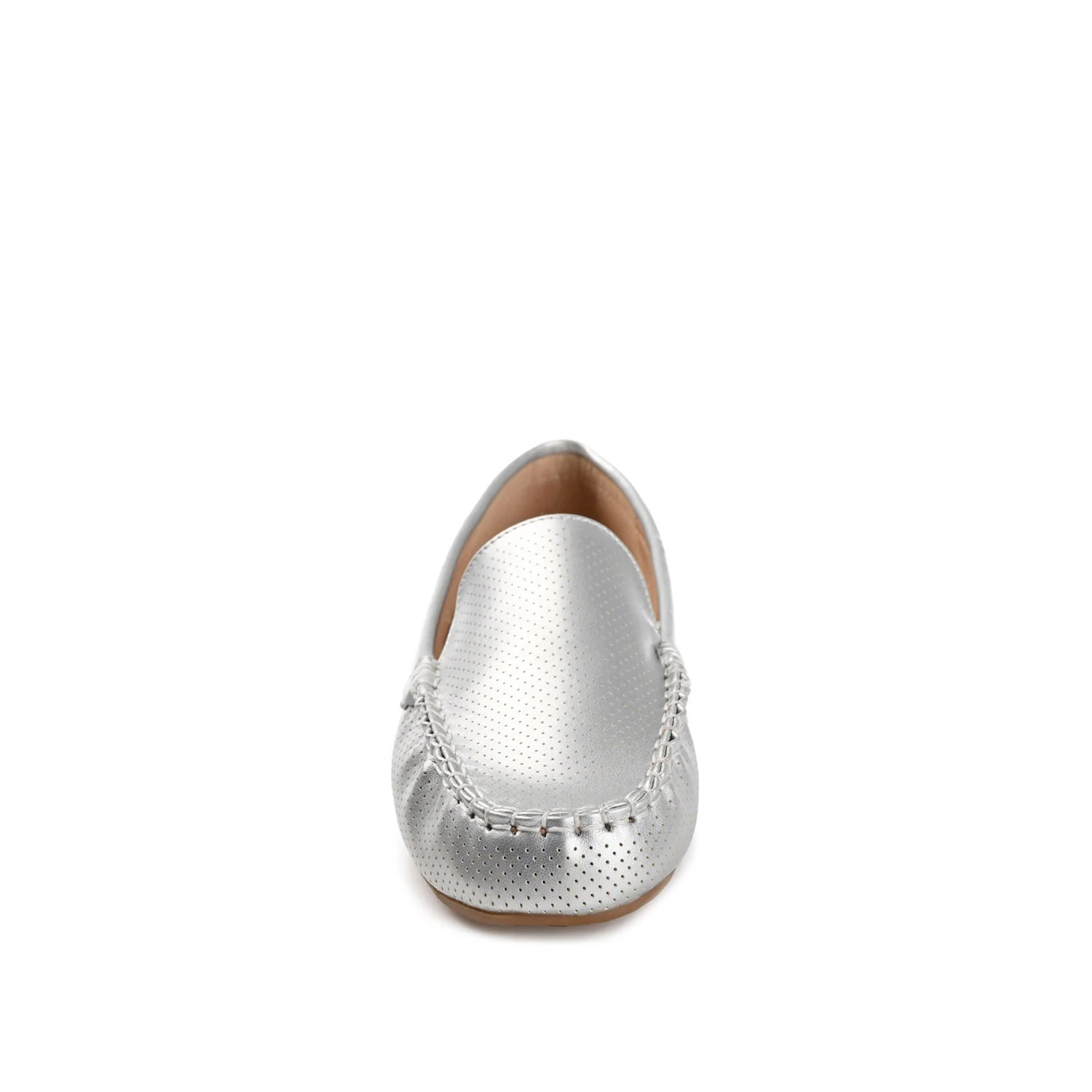 HALSEY MOC TOE LOAFER FLATS IN FAUX SUEDE - Silver - Image 5