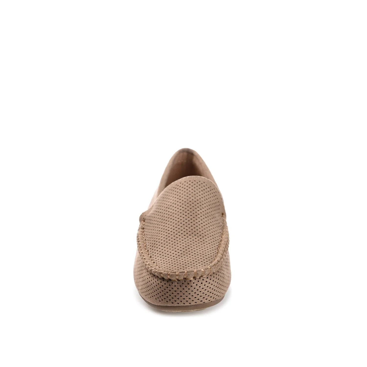 HALSEY MOC TOE LOAFER FLATS IN FAUX SUEDE - Taupe - Image 5