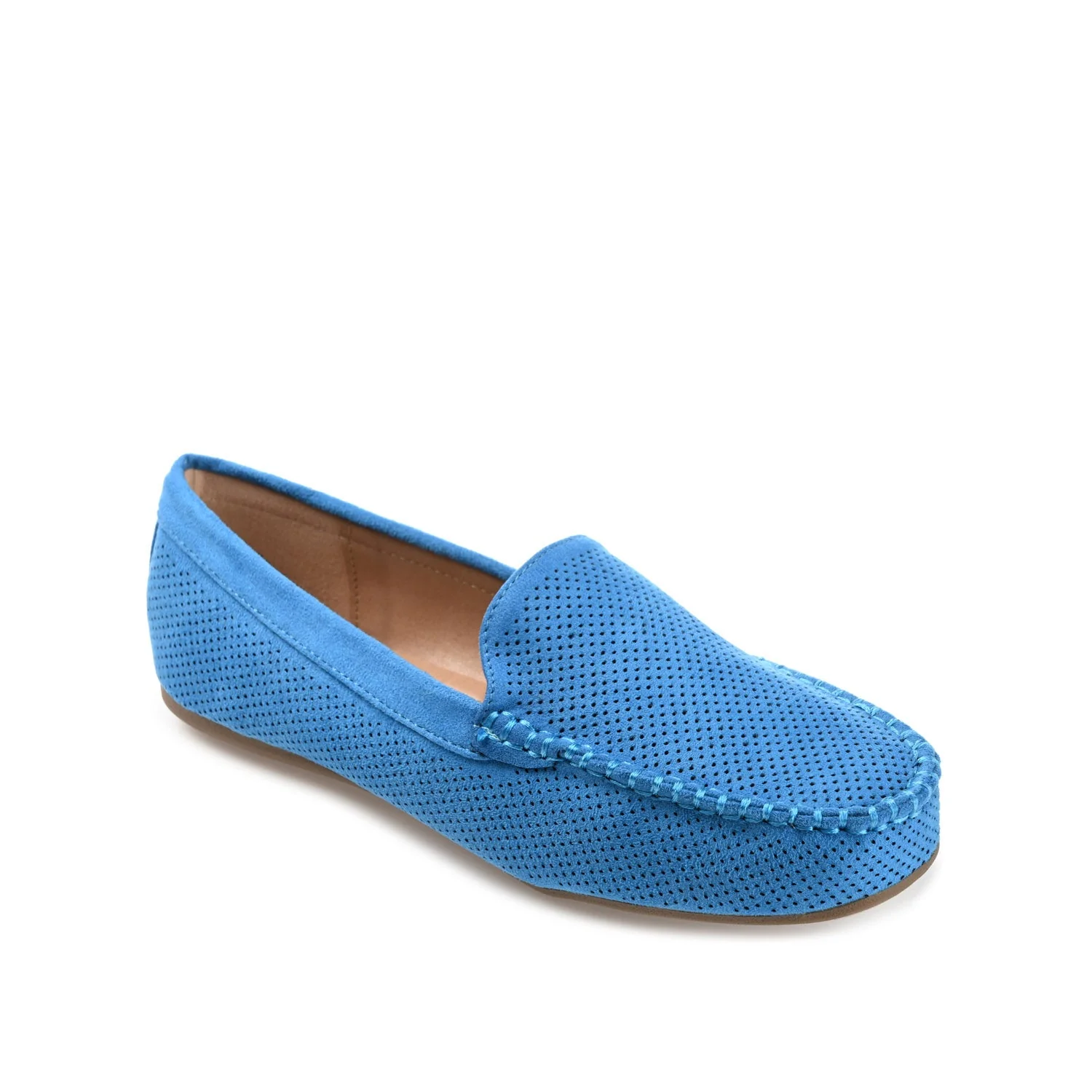 HALSEY MOC TOE LOAFER FLATS IN WIDE - Blue - Image 2