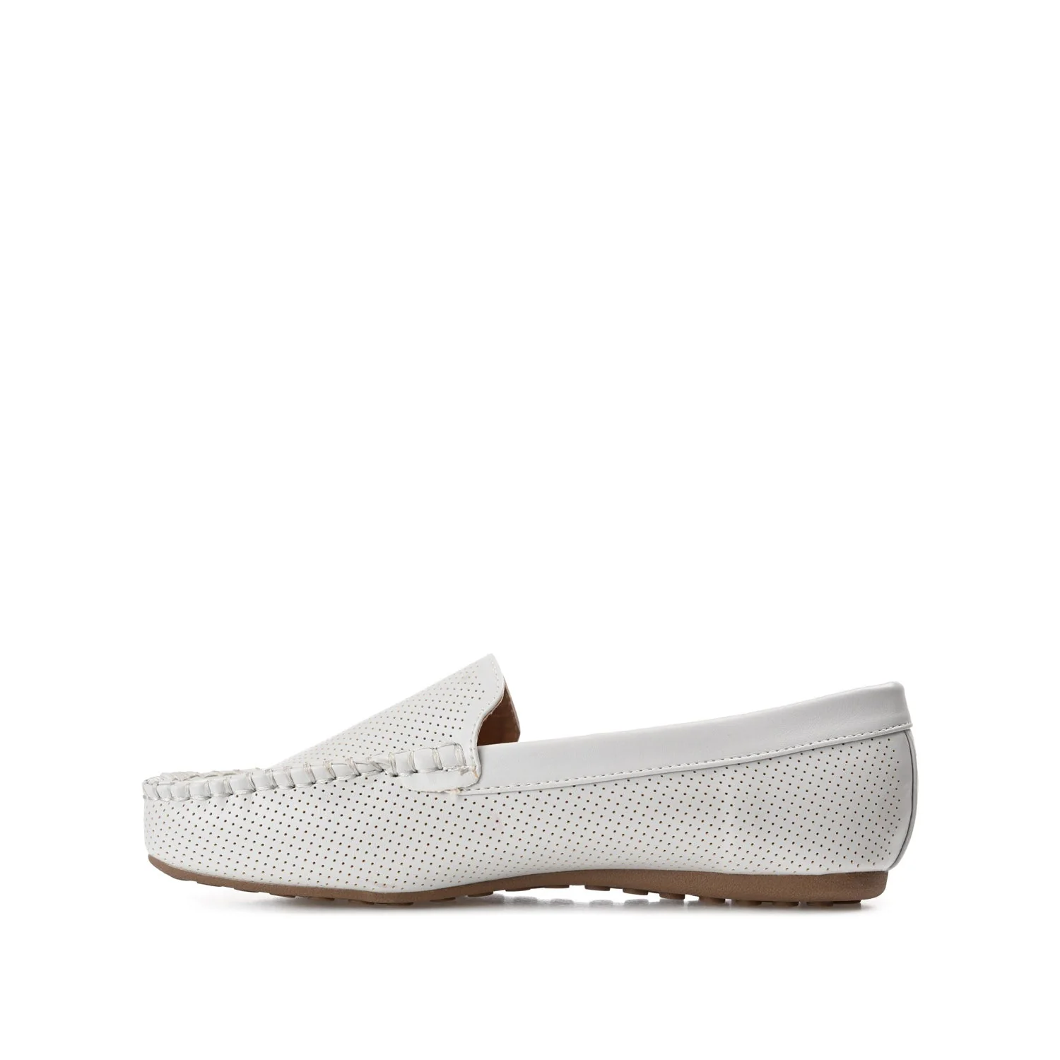 HALSEY MOC TOE LOAFER FLATS IN WIDE - Light Grey - Image 3