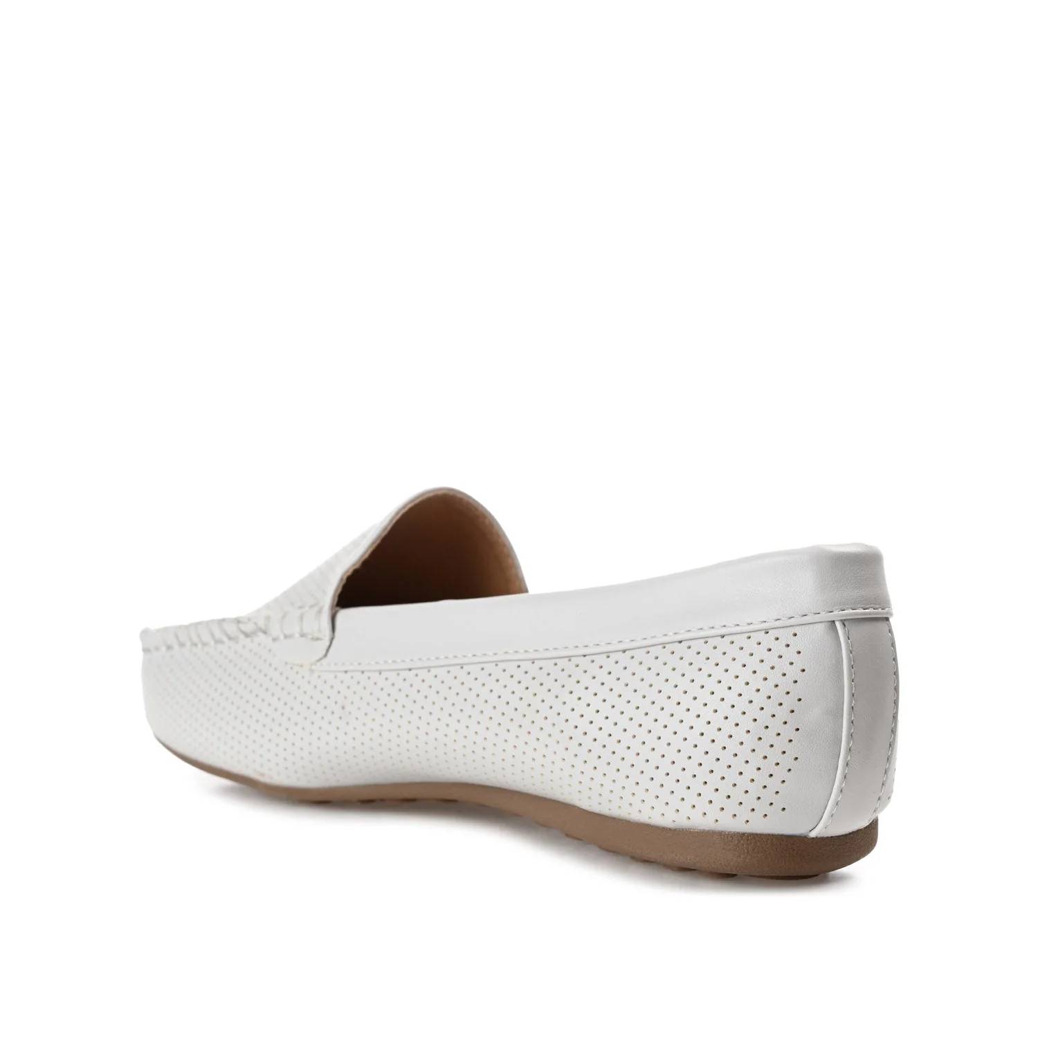 HALSEY MOC TOE LOAFER FLATS IN WIDE - Light Grey - Image 4