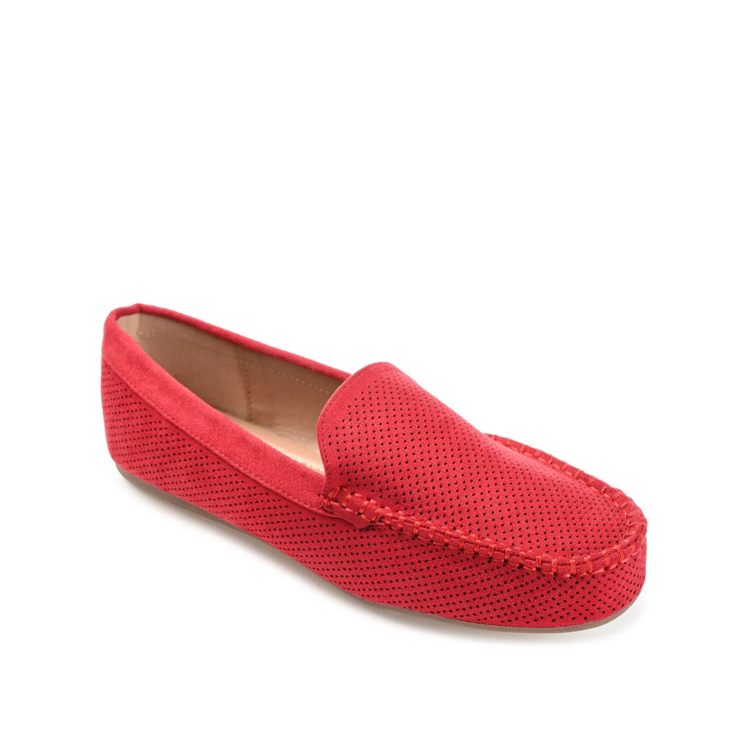 HALSEY MOC TOE LOAFER FLATS IN WIDE - Red - Image 2