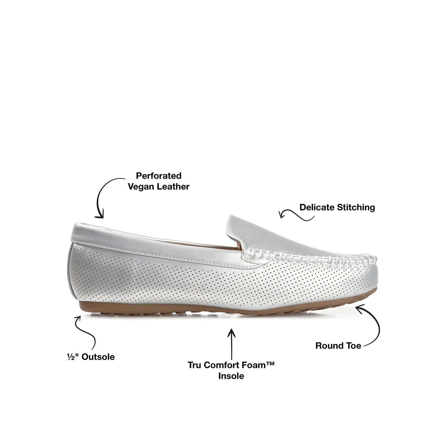 HALSEY MOC TOE LOAFER FLATS IN WIDE - Silver - Image 10