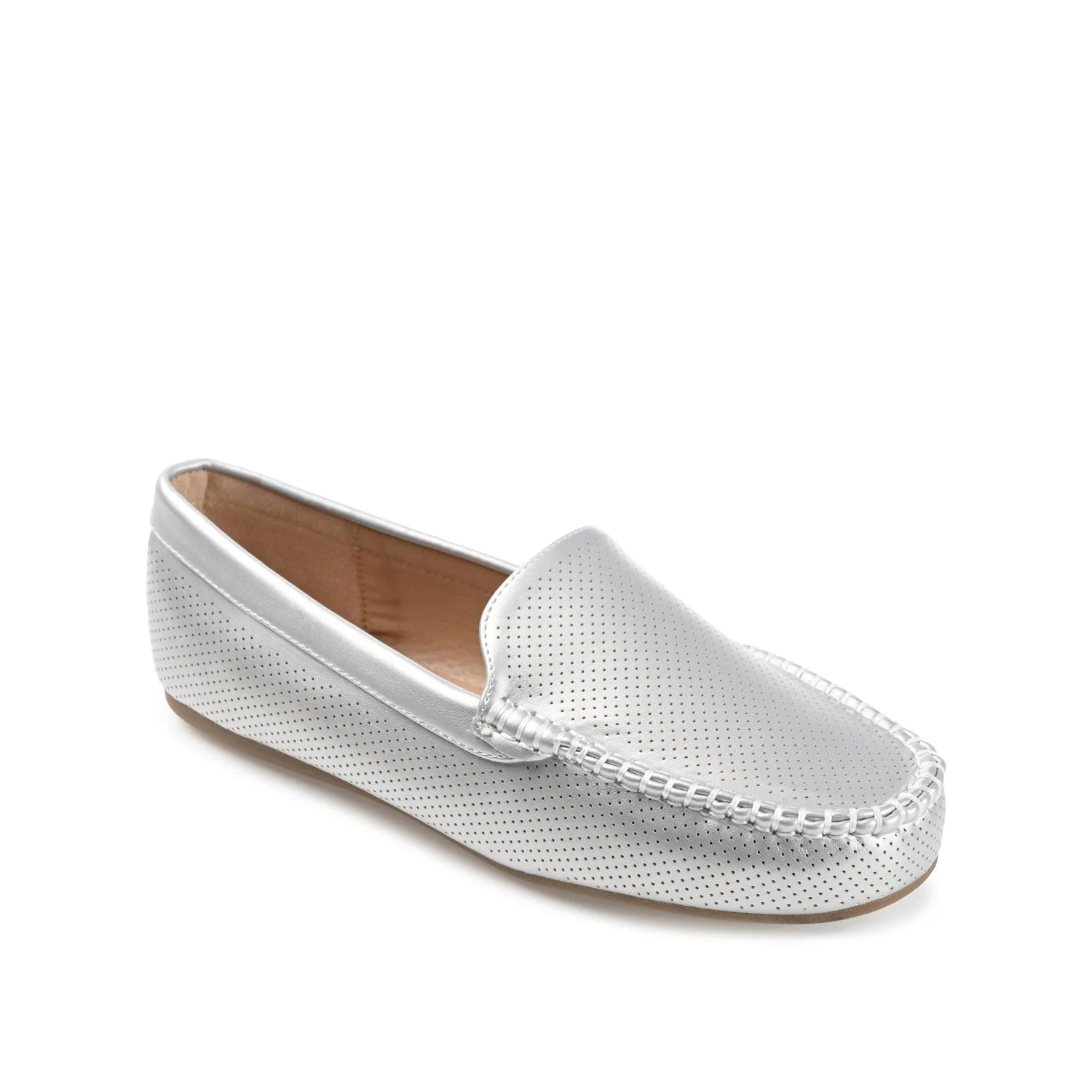 HALSEY MOC TOE LOAFER FLATS IN WIDE - Silver - Image 3