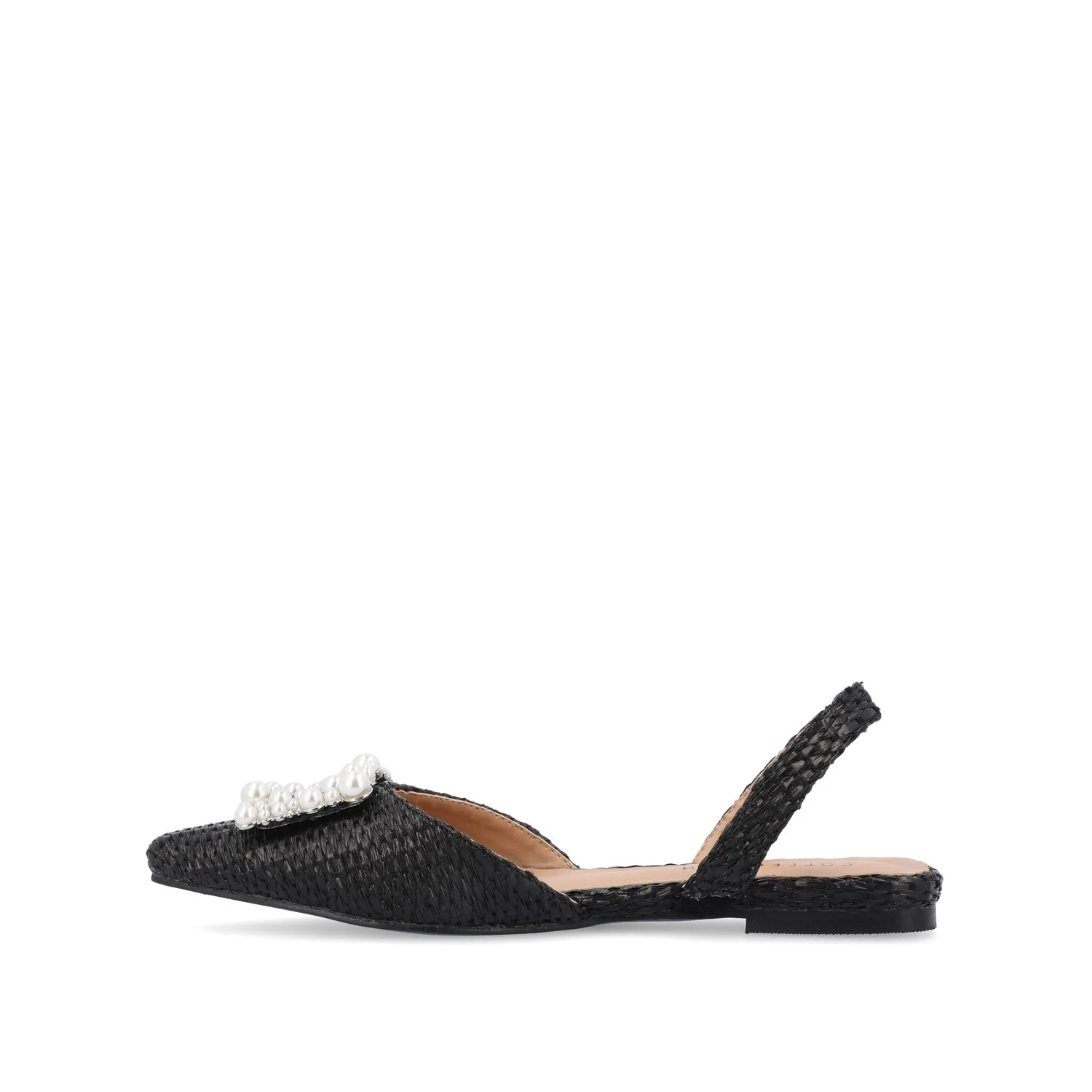 HANNAE SLINGBACK FLATS - Black Faux Raffia - Image 3