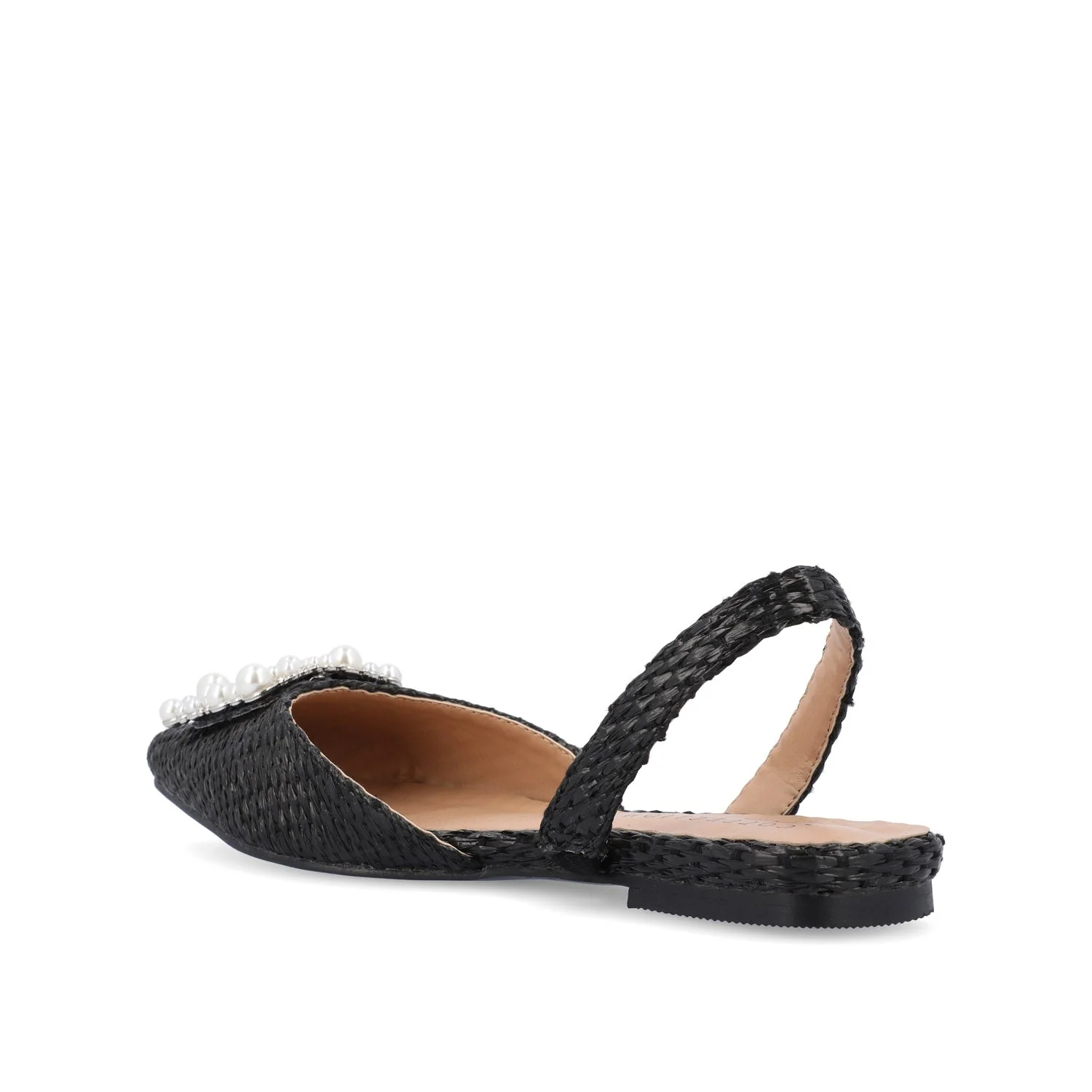 HANNAE SLINGBACK FLATS - Black Faux Raffia - Image 4