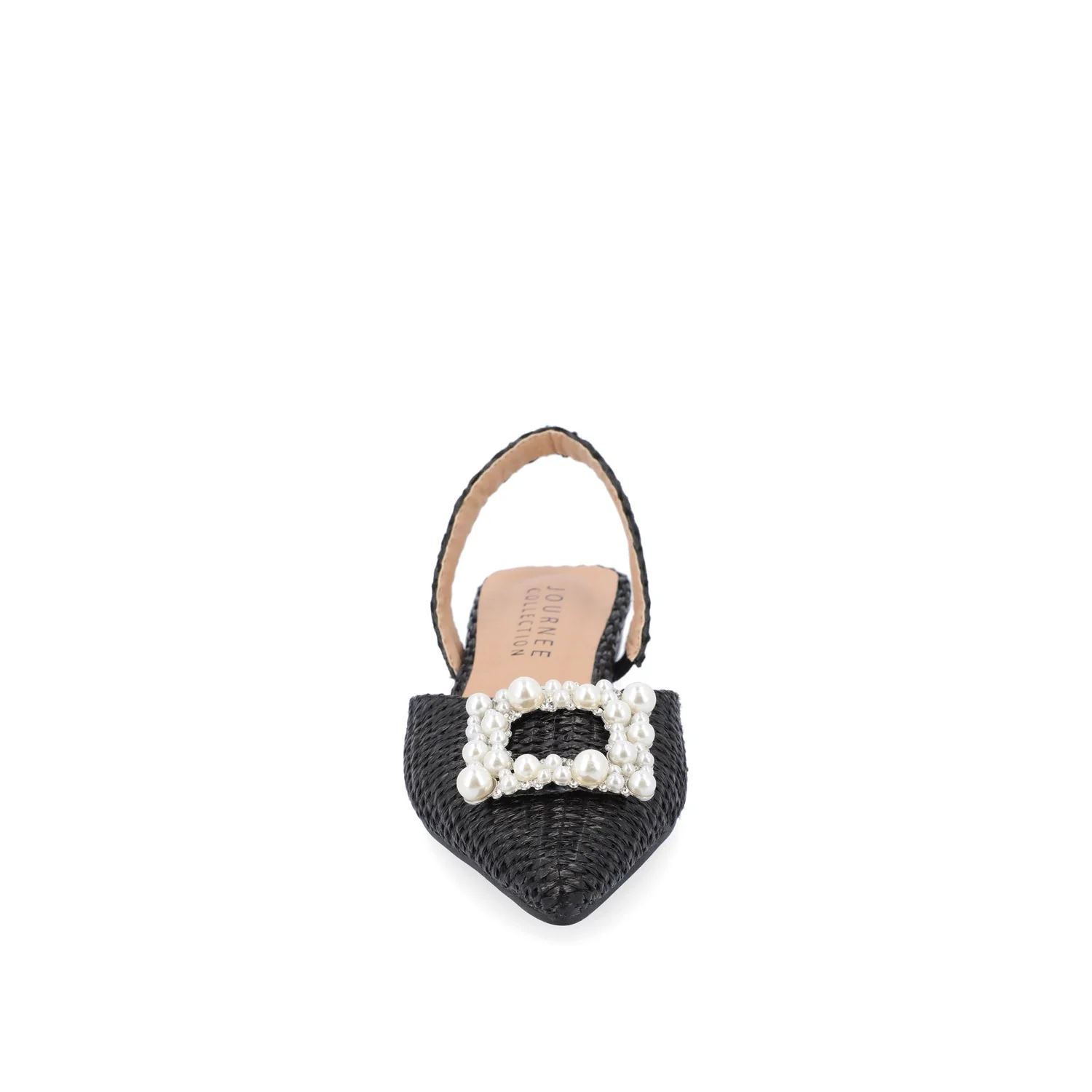 HANNAE SLINGBACK FLATS - Black Faux Raffia - Image 5