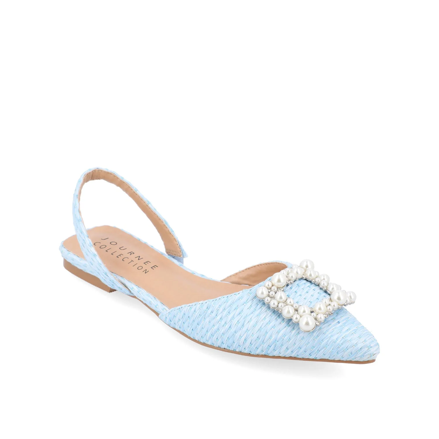 HANNAE SLINGBACK FLATS - Blue Faux Raffia - Image 2