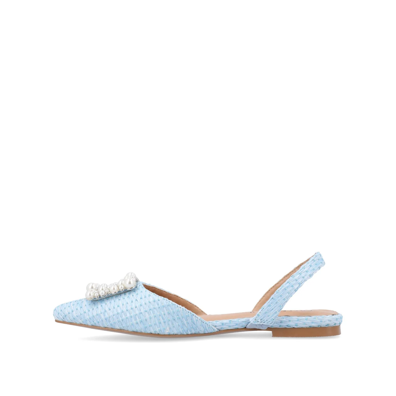 HANNAE SLINGBACK FLATS - Blue Faux Raffia - Image 3