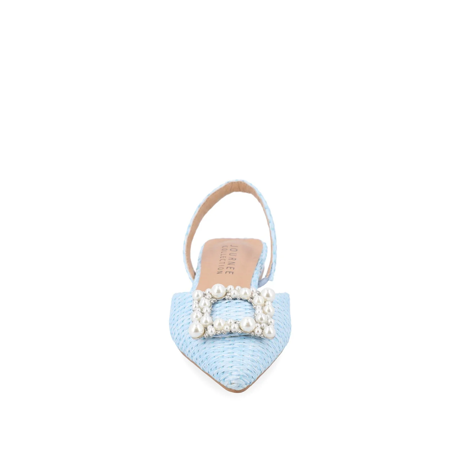 HANNAE SLINGBACK FLATS - Blue Faux Raffia - Image 5