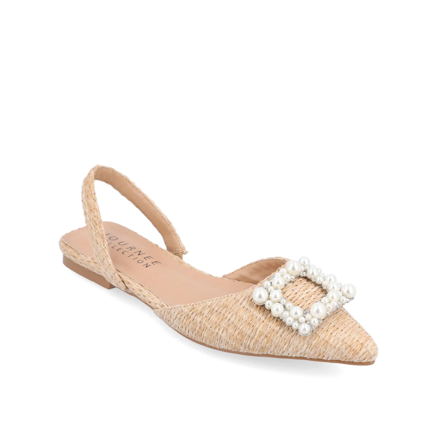 HANNAE SLINGBACK FLATS IN WIDE - Natural Faux Raffia - Image 2