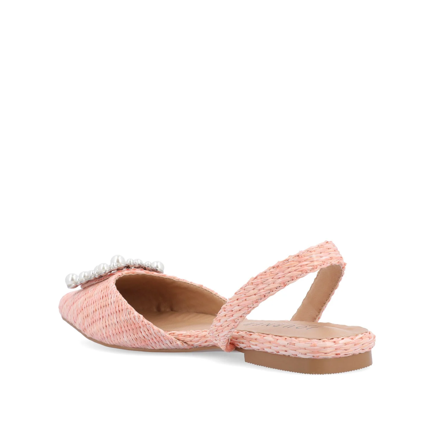 HANNAE SLINGBACK FLATS IN WIDE - Pink Faux Raffia - Image 4