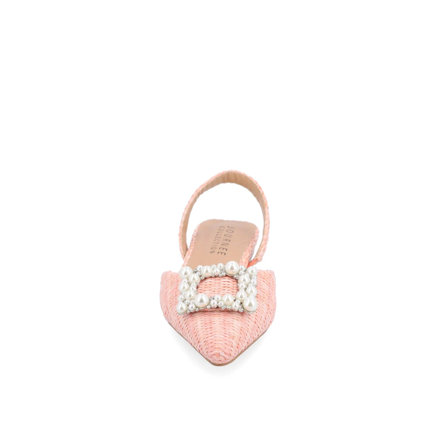 HANNAE SLINGBACK FLATS IN WIDE - Pink Faux Raffia - Image 5