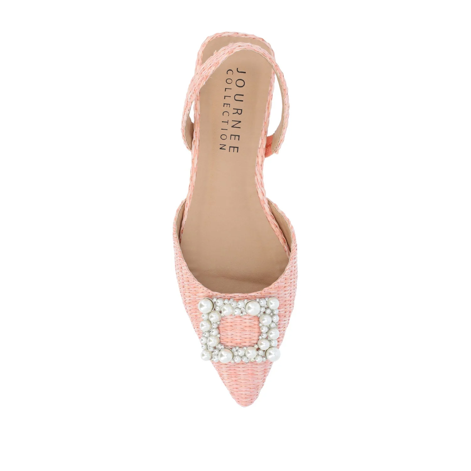 HANNAE SLINGBACK FLATS IN WIDE - Pink Faux Raffia - Image 6