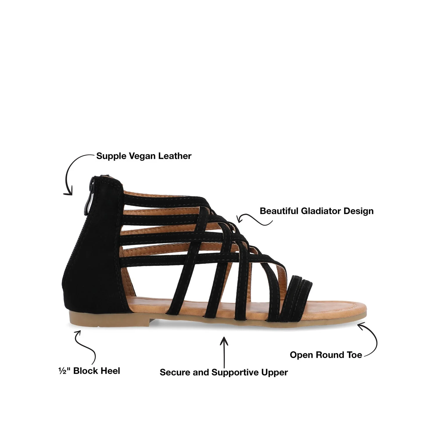 HANNI GLADIATOR SANDALS IN WIDE - Black PU - Image 9