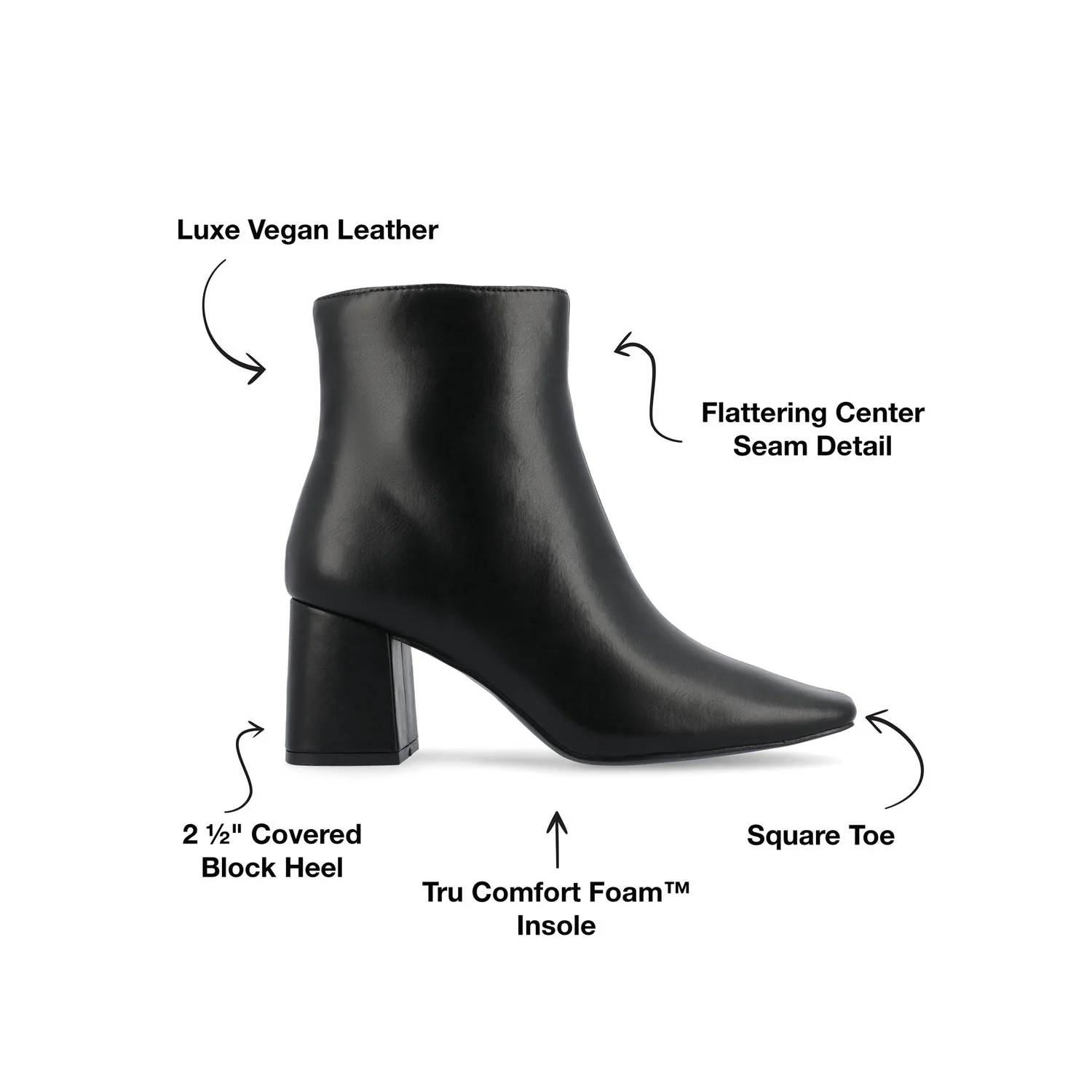 HAYLINN SQUARE TOE BOOTIES IN VEGAN LEATHER - Black - Image 9