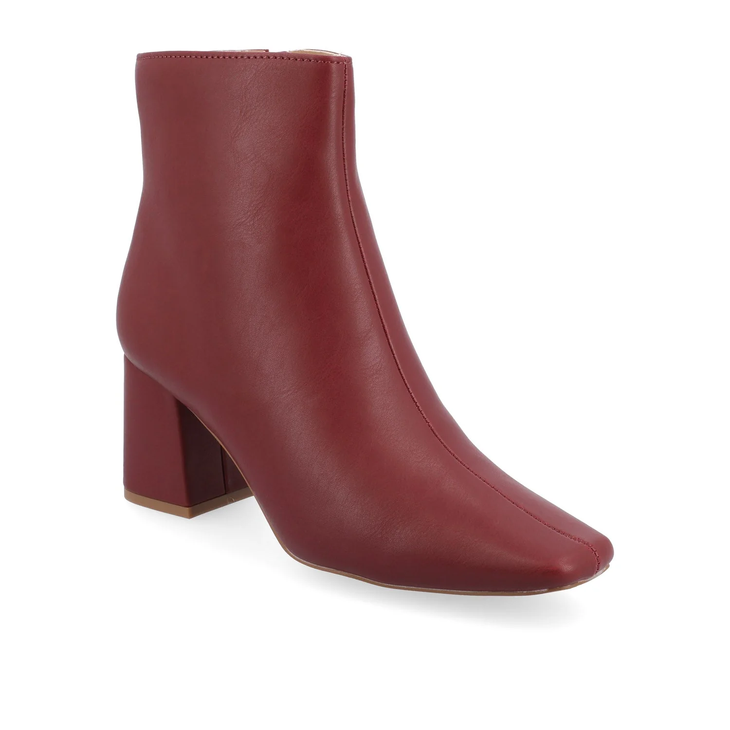 HAYLINN SQUARE TOE BOOTIES IN VEGAN LEATHER - Brick PU - Image 3