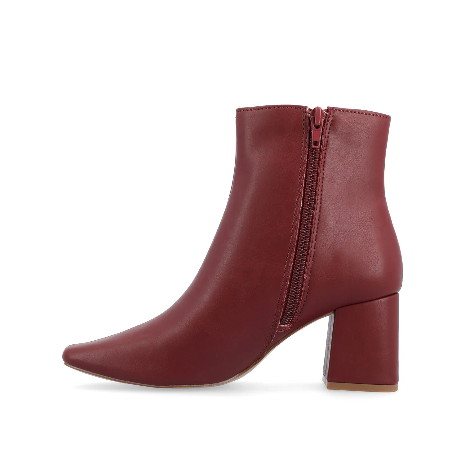 HAYLINN SQUARE TOE BOOTIES IN VEGAN LEATHER - Brick PU - Image 4
