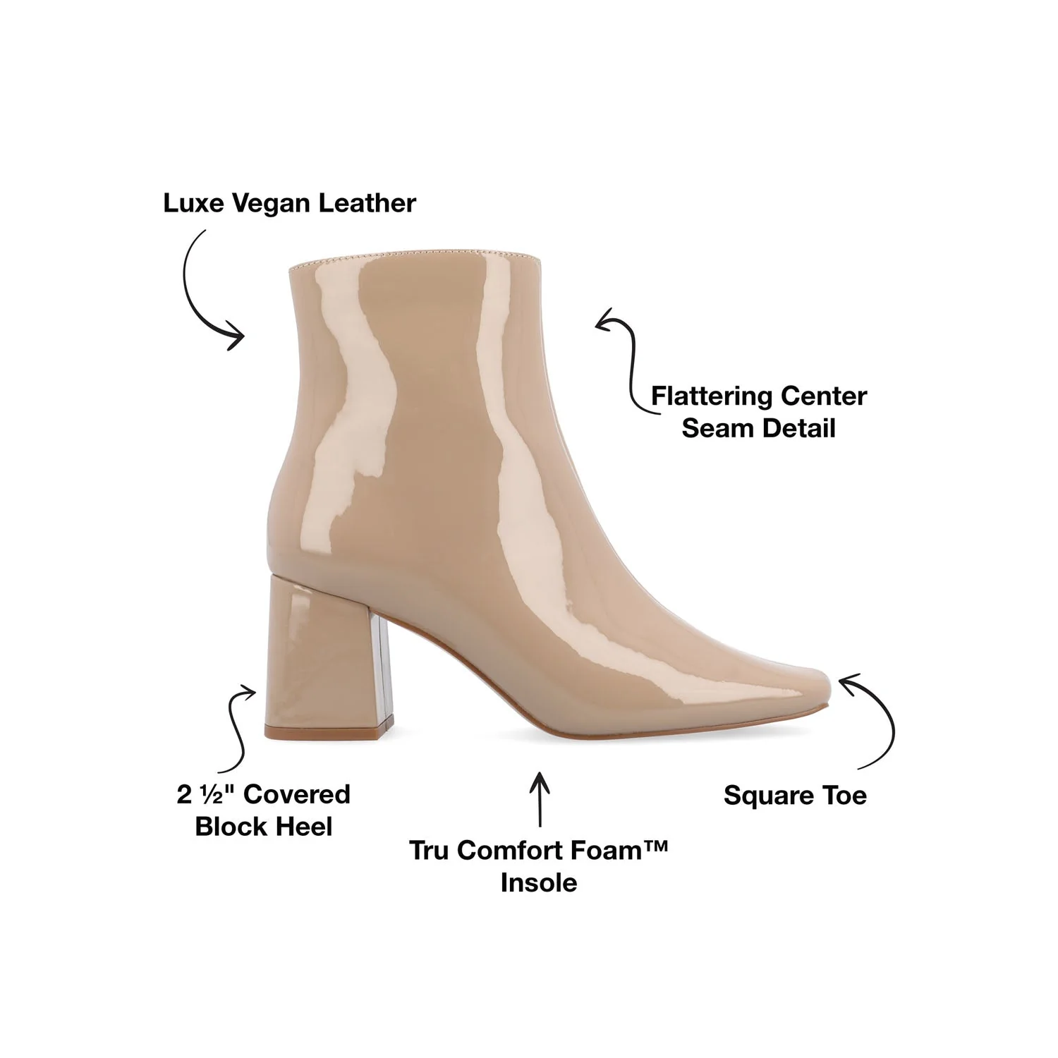 HAYLINN SQUARE TOE BOOTIES - Nude Patent - Image 10