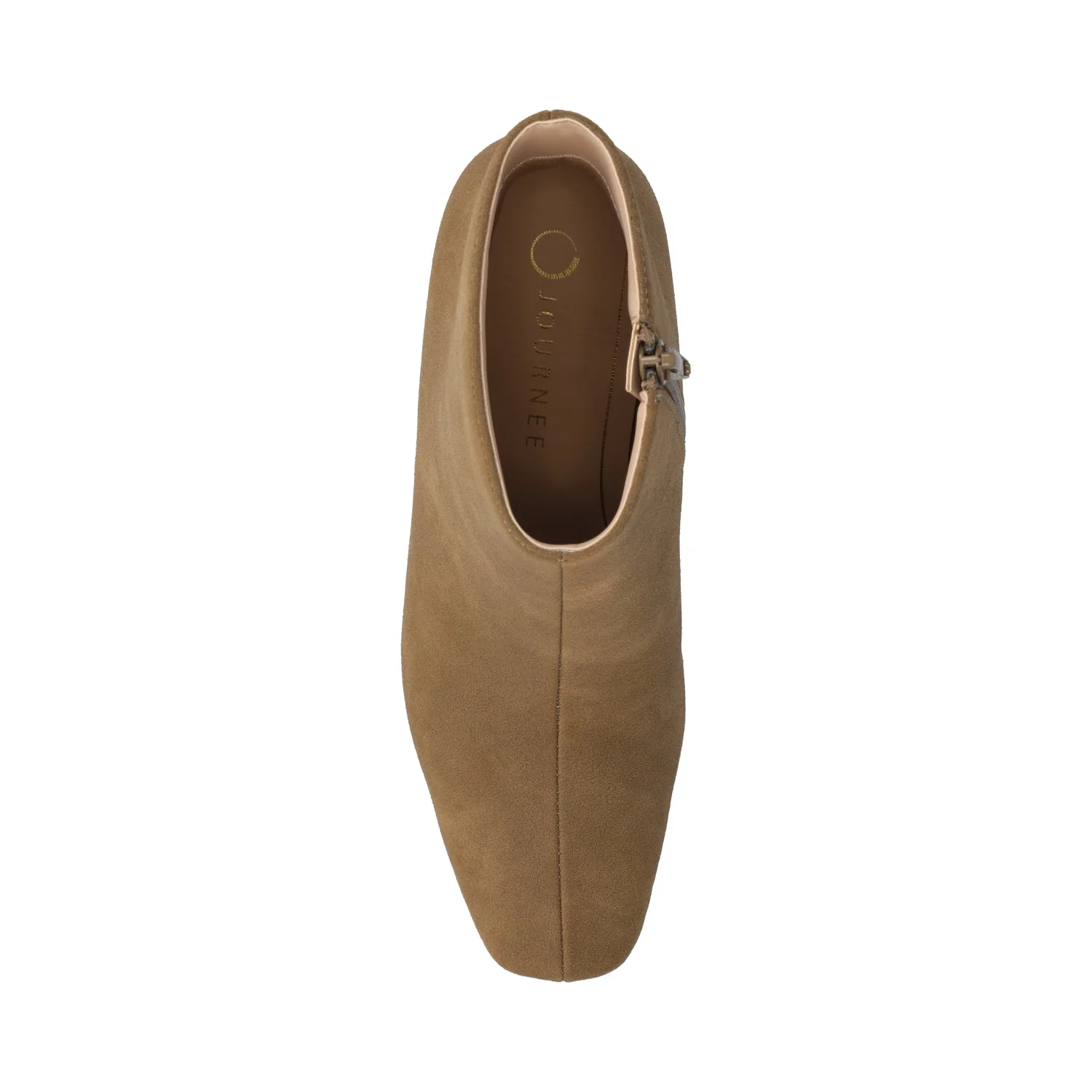 HAYLINN SQUARE TOE BOOTIES IN WIDE WIDTH - Taupe Suede - Image 4
