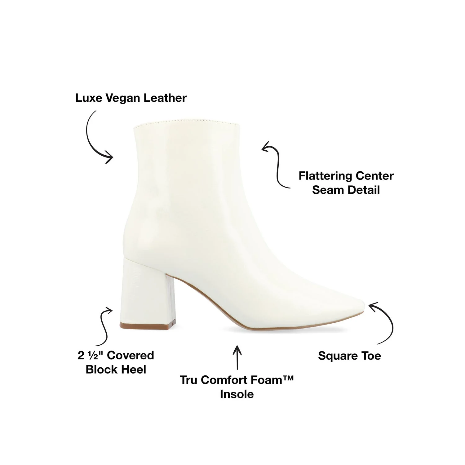 HAYLINN SQUARE TOE BOOTIES IN WIDE WIDTH - White Patent - Image 11