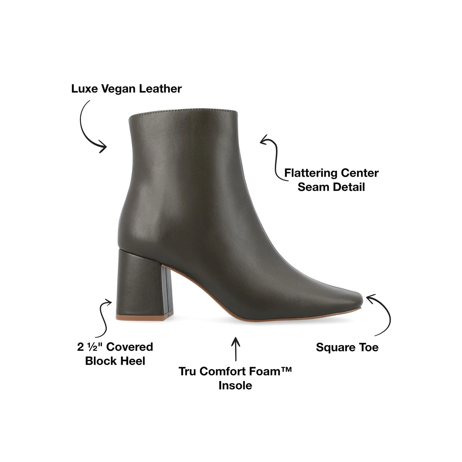 HAYLINN SQUARE TOE BOOTIES IN VEGAN LEATHER - Green PU - Image 10