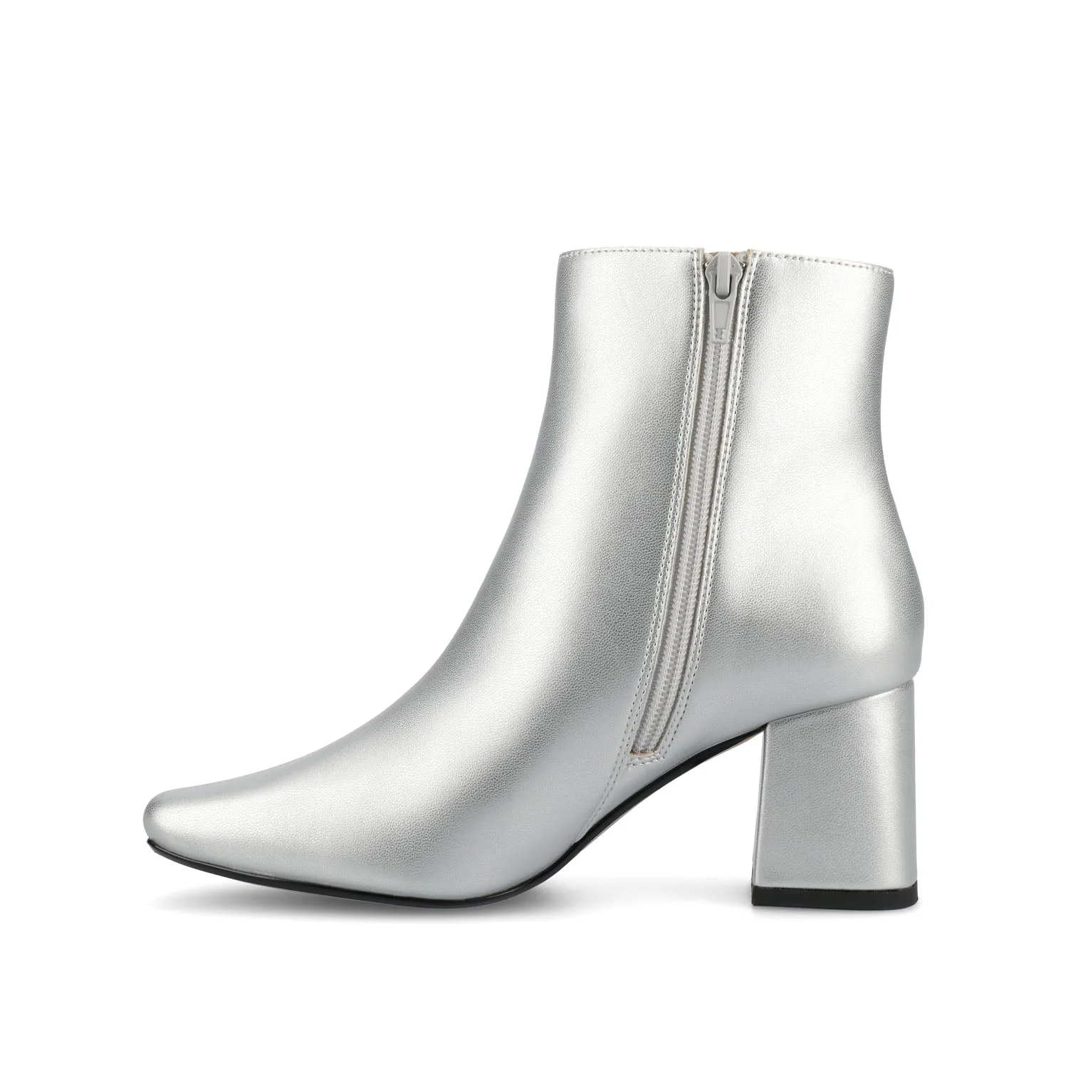 HAYLINN SQUARE TOE BOOTIES IN VEGAN LEATHER - Silver PU - Image 2