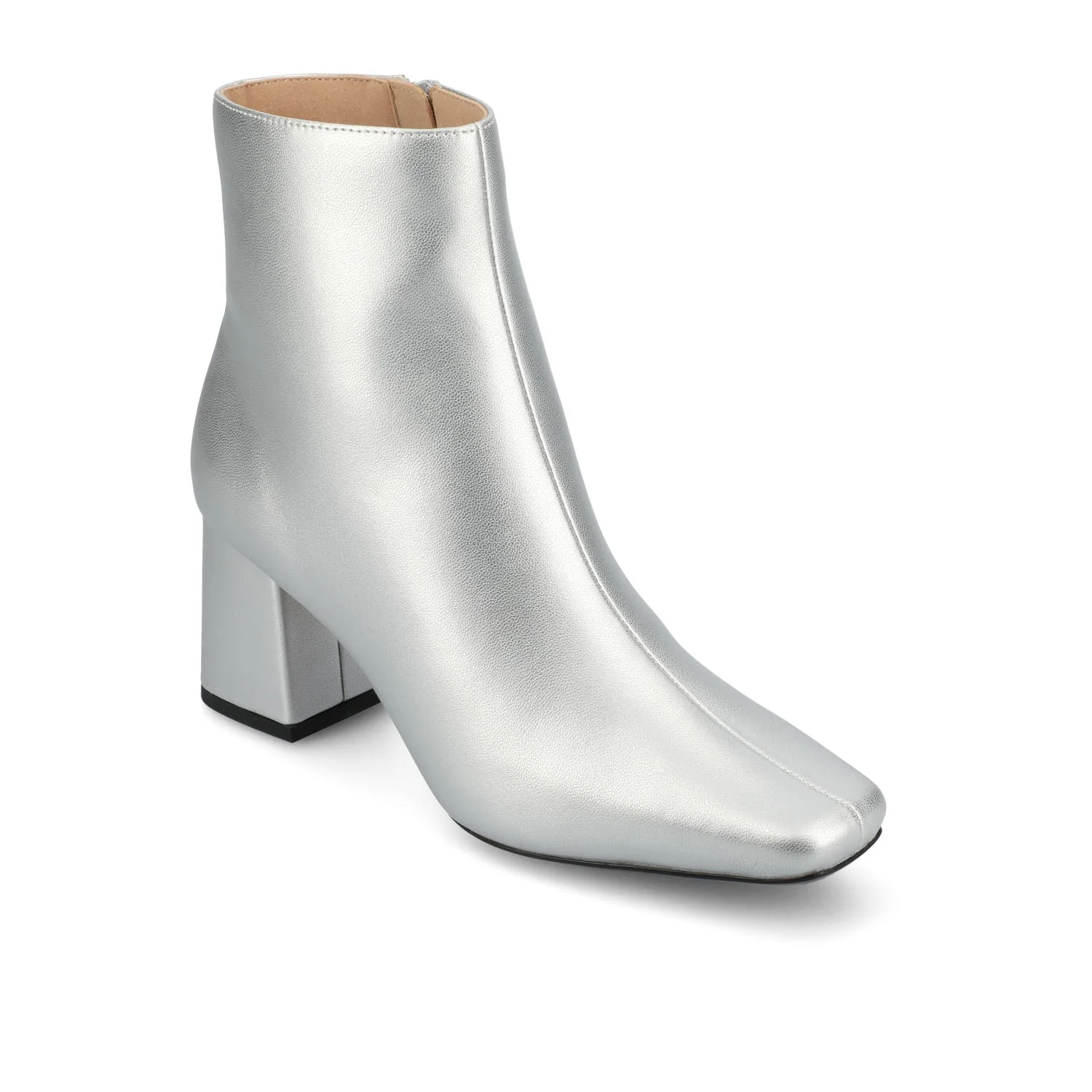 HAYLINN SQUARE TOE BOOTIES IN VEGAN LEATHER - Silver PU - Image 3