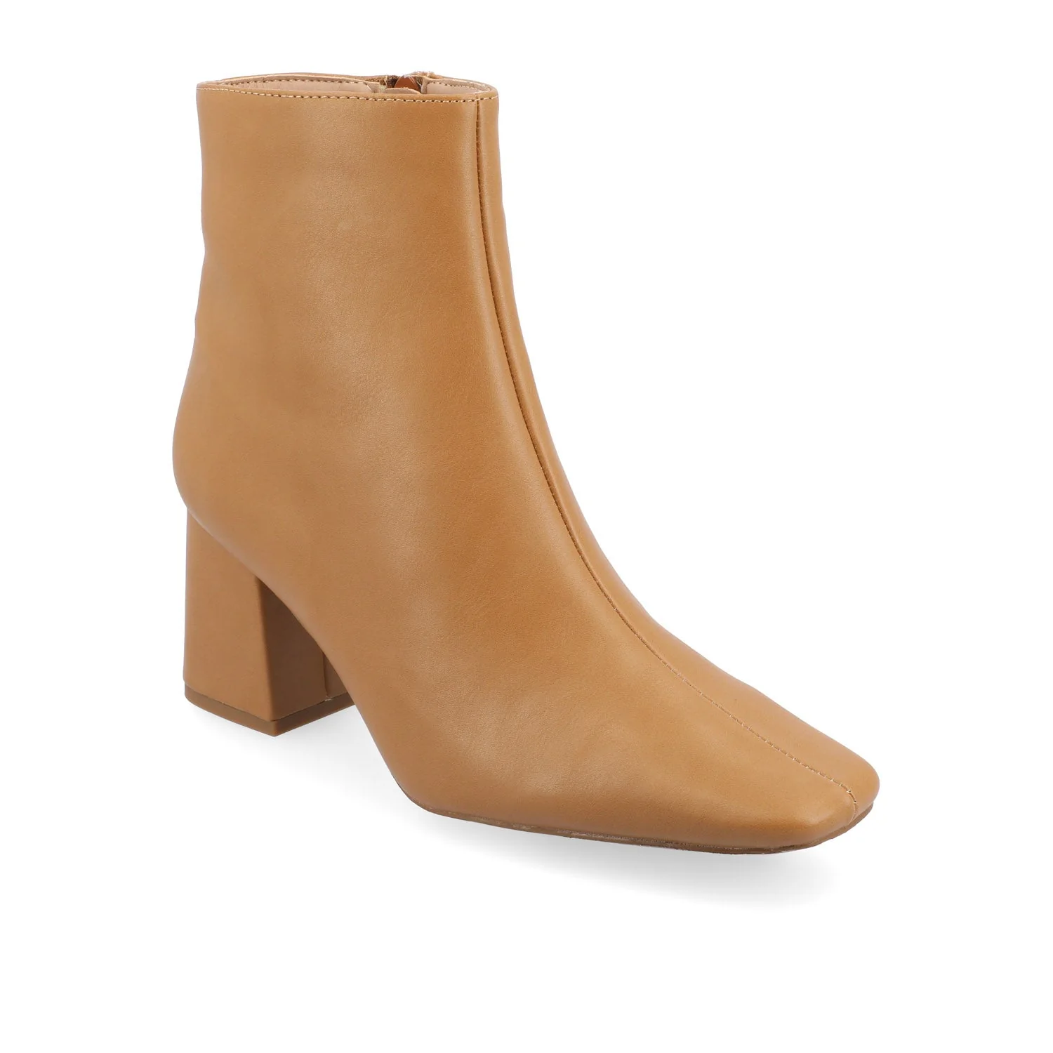 HAYLINN SQUARE TOE BOOTIES IN VEGAN LEATHER - Tan PU - Image 2