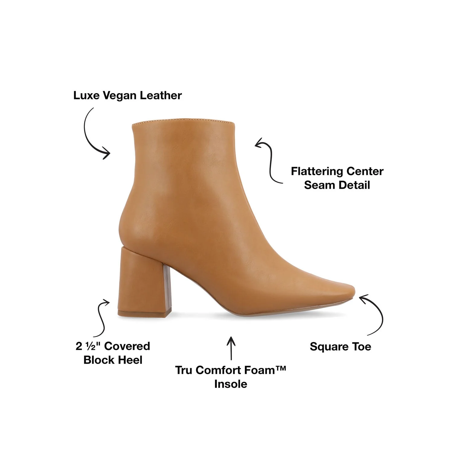 HAYLINN SQUARE TOE BOOTIES IN VEGAN LEATHER - Tan PU - Image 9