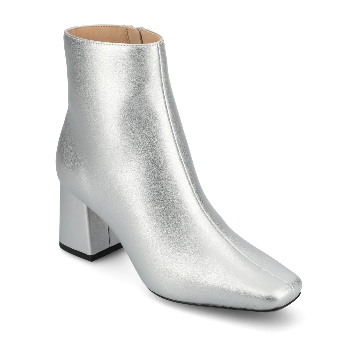 HAYLINN VEGAN LEATHER BOOTIES IN WIDE - Silver PU - Image 2