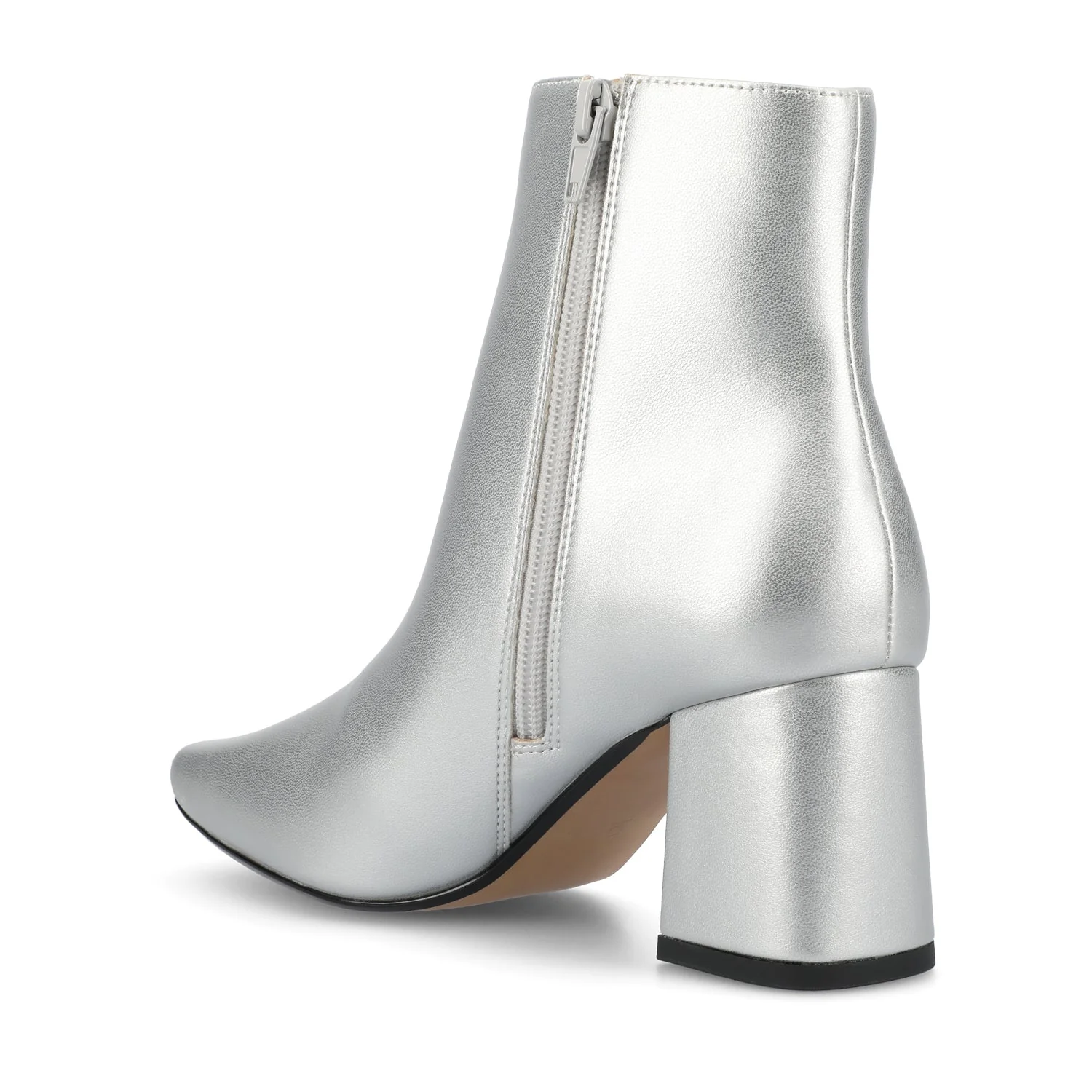 HAYLINN VEGAN LEATHER BOOTIES IN WIDE - Silver PU - Image 3