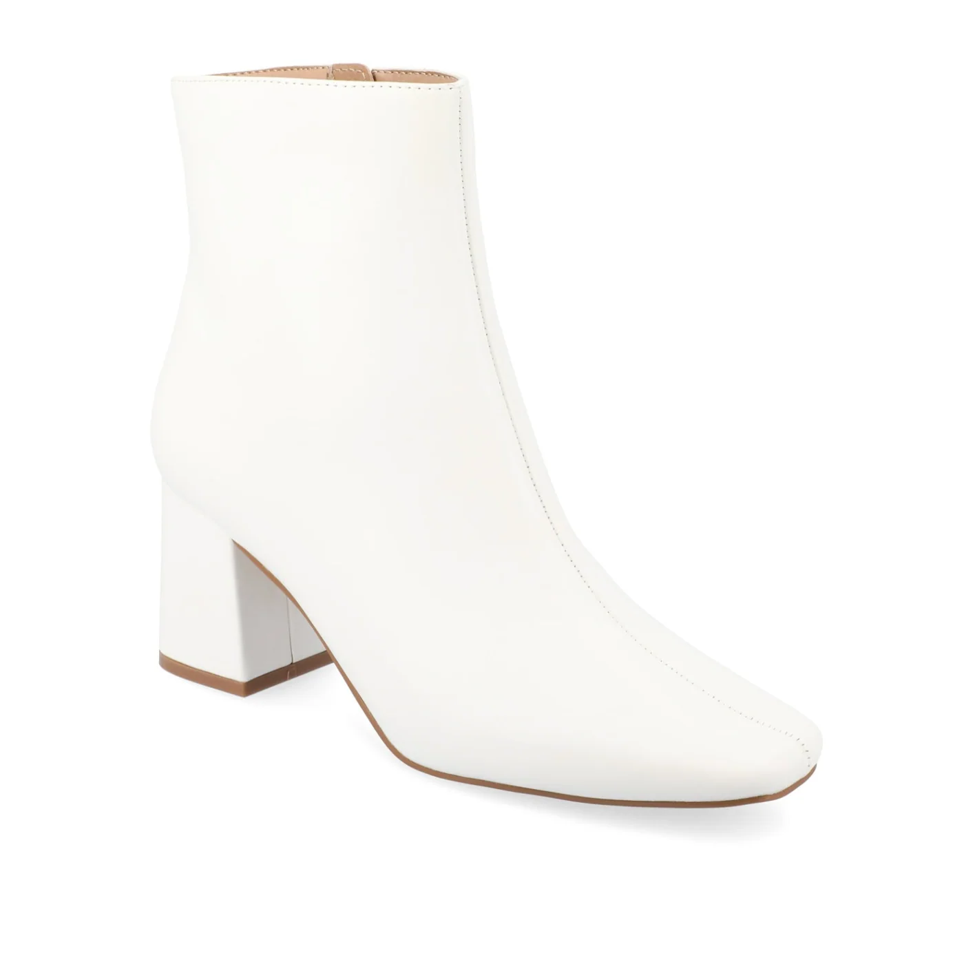 HAYLINN SQUARE TOE BOOTIES IN VEGAN LEATHER - White PU - Image 2