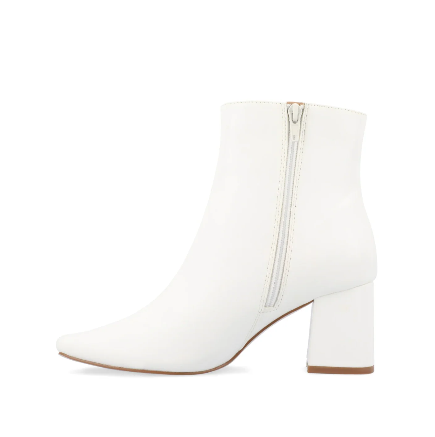 HAYLINN SQUARE TOE BOOTIES IN VEGAN LEATHER - White PU - Image 3