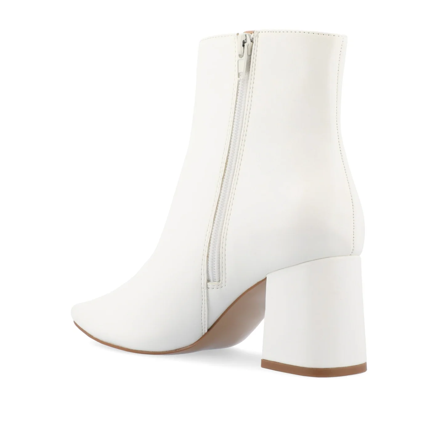 HAYLINN SQUARE TOE BOOTIES IN VEGAN LEATHER - White PU - Image 4